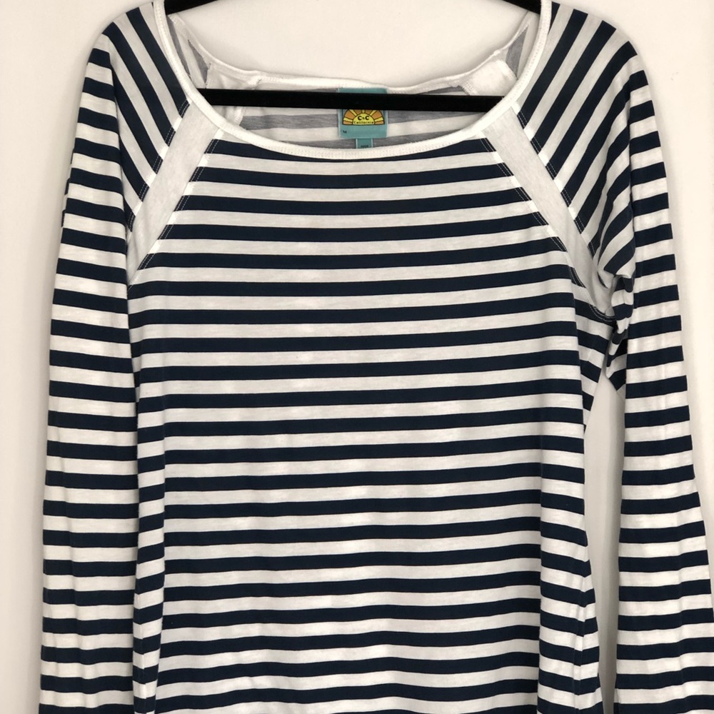C&C California, Navy striped, boat neck shirt
